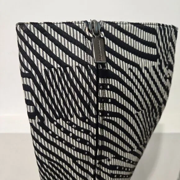 Bruno Magli Womens Graphic Print Tall Dress Boots Sz 37 / 6.5-7 fur pointed toe - Picture 5 of 14